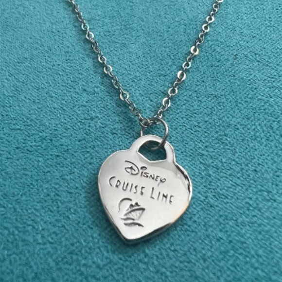 Sterling silver cruise line inspired embedded script heart necklace - Picture 1 of 5